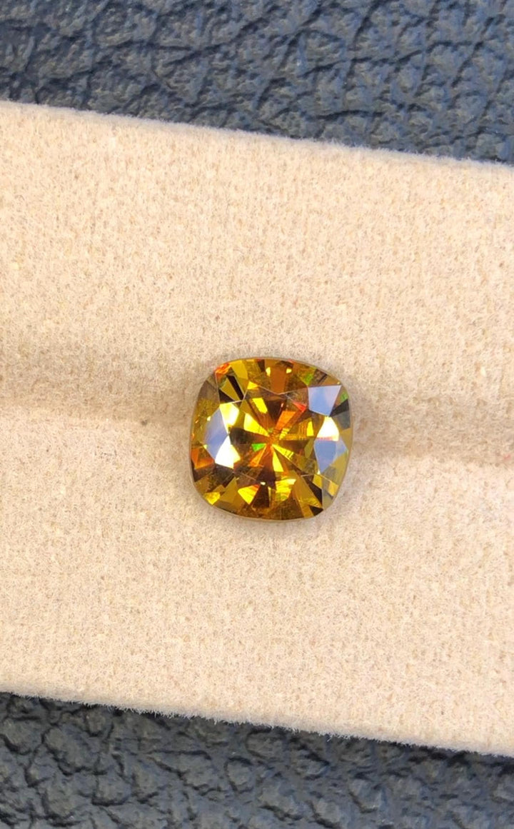 2.75 CT Cushion Cut Sphene Gemstone: AAA Fire Titanite