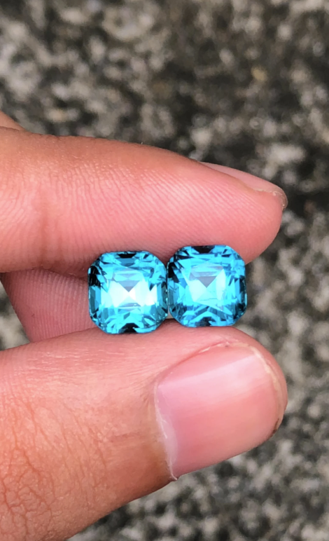 Blue lagoon Tourmaline Stone pair 6.90 CT