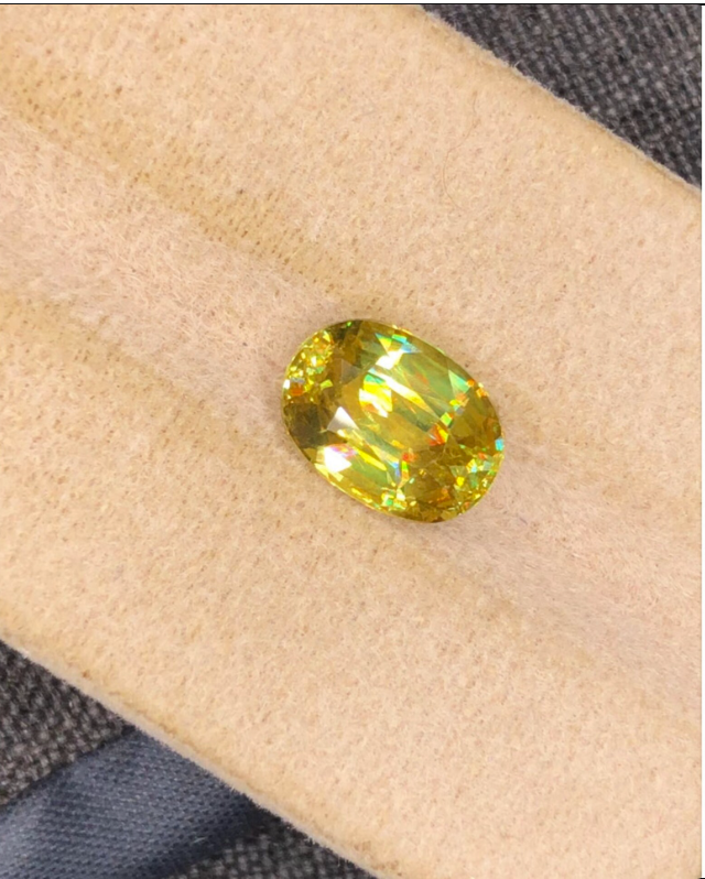 2.83ct Natural Fire Sphene Gemstone – AAA Grade Oval Cut Titanite from Skardu Pakistan – Loose Faceted Gem for Ring or Jewelry