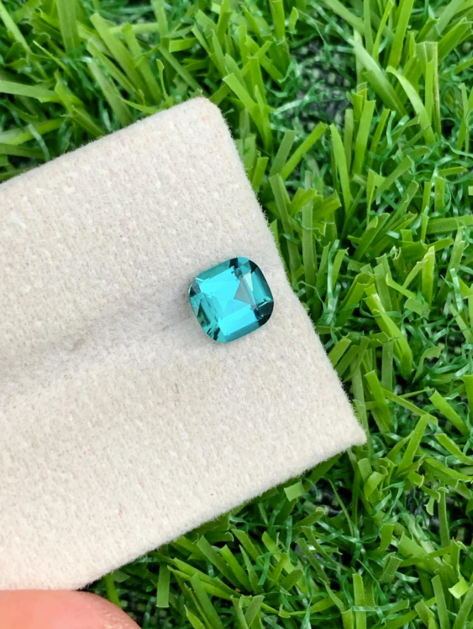 1.25ct Blue Lagoon Tourmaline – Natural Cushion Cut Gemstone from Afghanistan