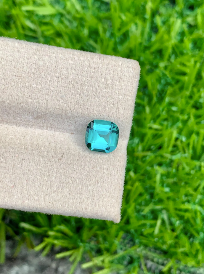 1.25ct Blue Lagoon Tourmaline – Natural Cushion Cut Gemstone from Afghanistan
