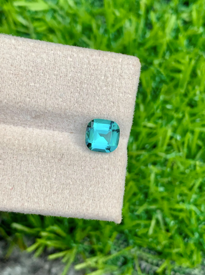 1.25ct Blue Lagoon Tourmaline – Natural Cushion Cut Gemstone from Afghanistan