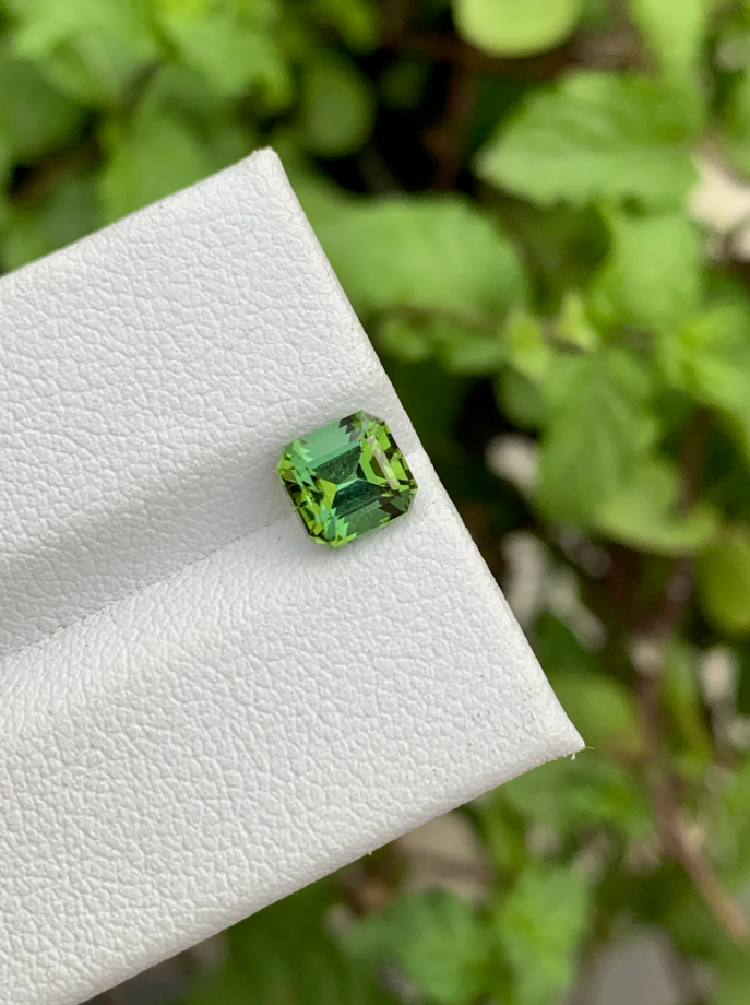 1.20ct Blue-Green Jaba Tourmaline – Natural Asscher Cut from Afghanistan (Free FedEx Express)