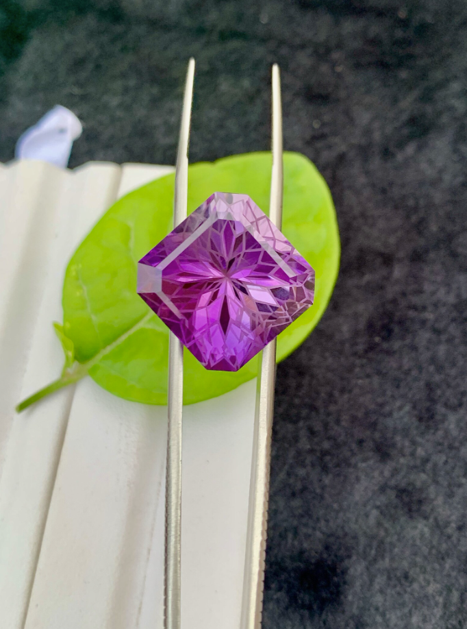 28.90ct Deep Purple Amethyst Pair – Natural Asscher Cut Certified Gemstones