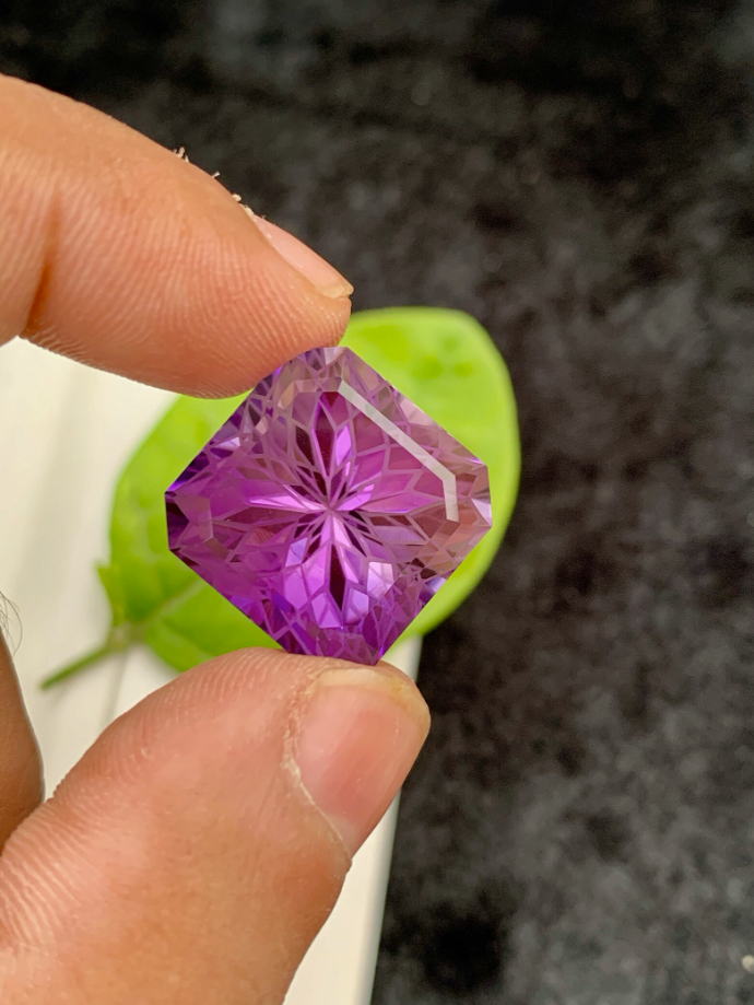 28.90ct Deep Purple Amethyst Pair – Natural Asscher Cut Certified Gemstones