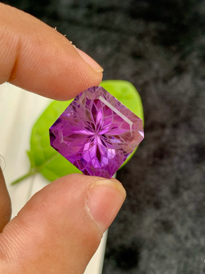 28.90ct Deep Purple Amethyst Pair – Natural Asscher Cut Certified Gemstones