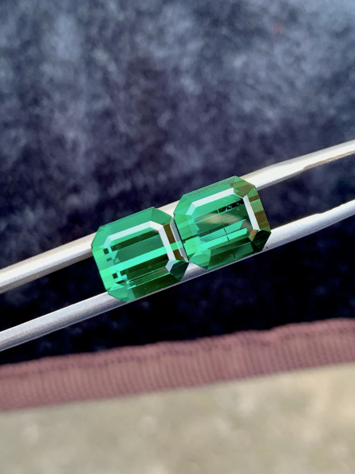 8.80ct Forest Green Tourmaline Pair – Natural Emerald Cut Elbaite from Afghanistan