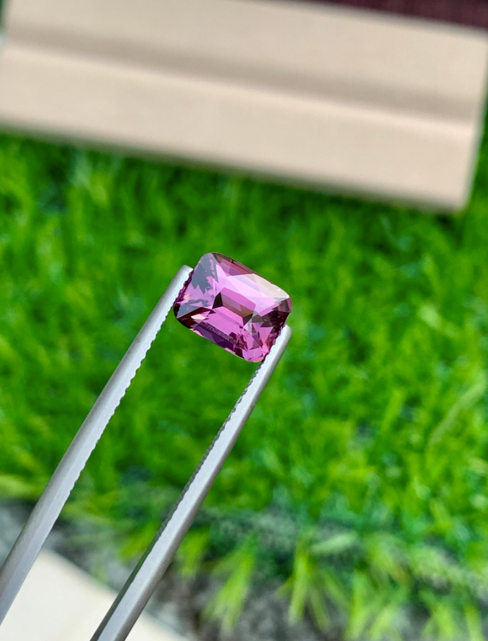 2.55ct Purplish Pink Spinel – Natural Cushion Cut Gemstone from Tanzania