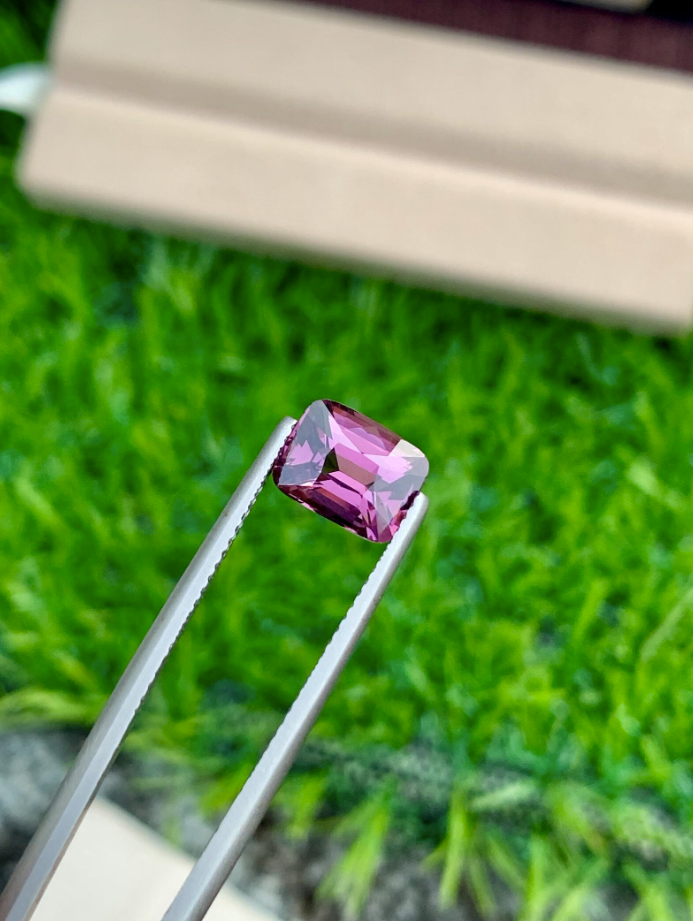 2.55ct Purplish Pink Spinel – Natural Cushion Cut Gemstone from Tanzania