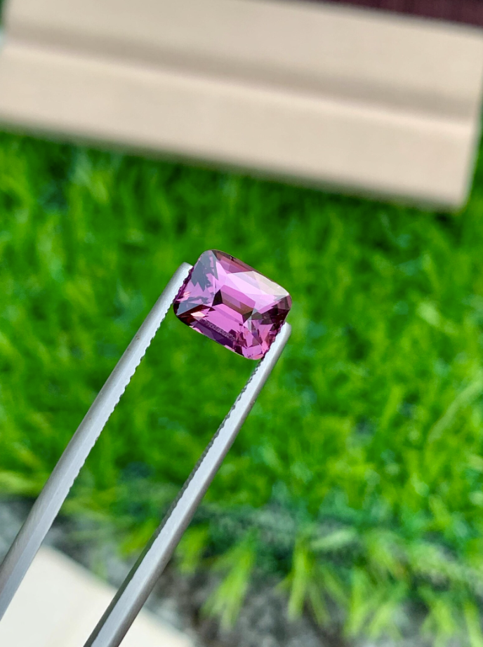 2.55ct Purplish Pink Spinel – Natural Cushion Cut Gemstone from Tanzania