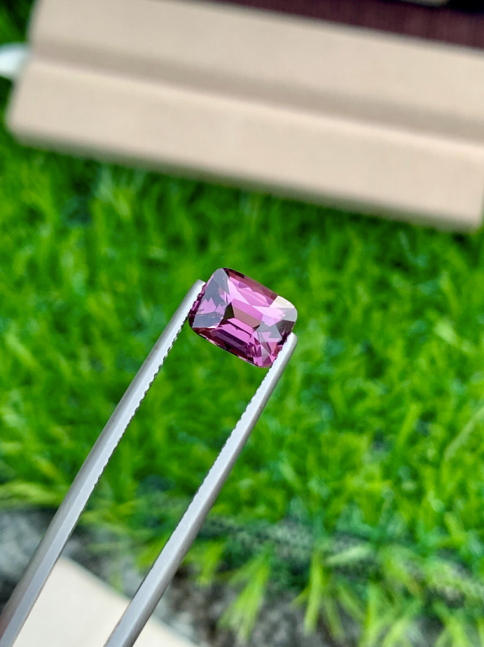 2.55ct Purplish Pink Spinel – Natural Cushion Cut Gemstone from Tanzania