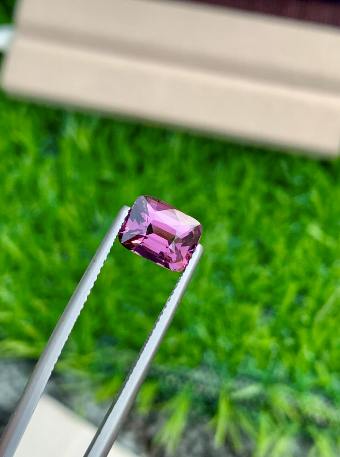 2.55ct Purplish Pink Spinel – Natural Cushion Cut Gemstone from Tanzania