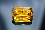 Emerald Cut Sphene Gemstone: 10.75 CT Yellow/Red/Orange Titanite