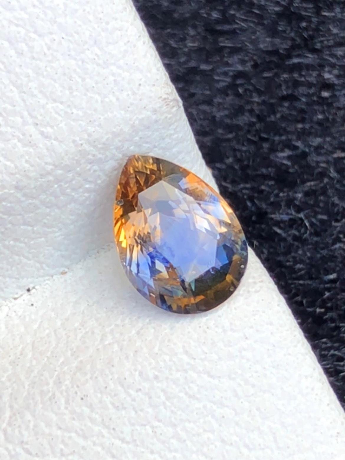 Blue-Golden Parti Sapphire 1.12ct Pear Cut • Sri Lanka