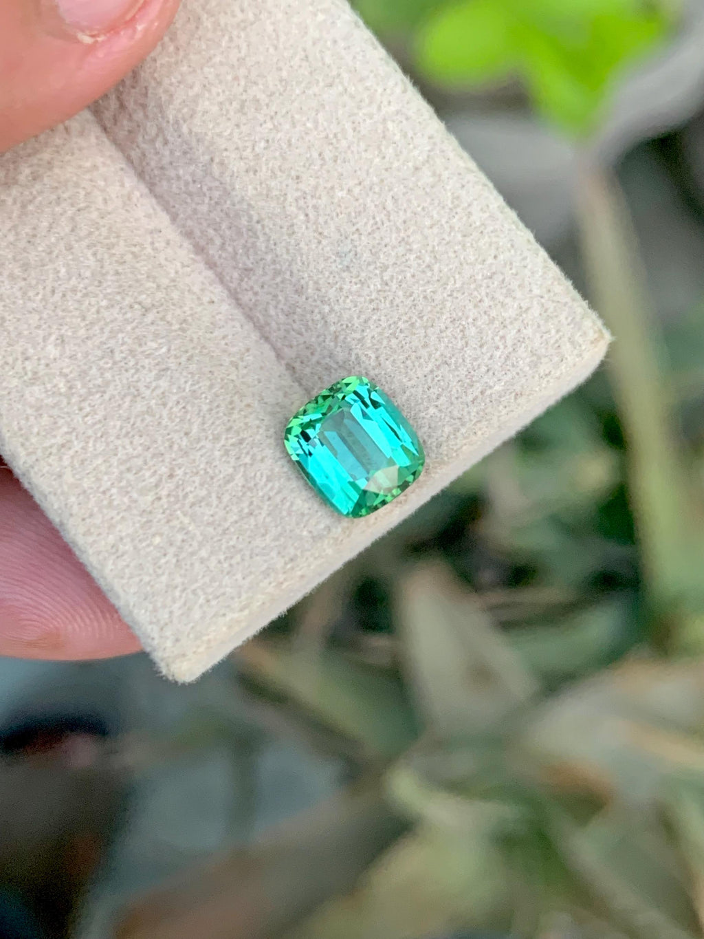 1.90 CT Natural Blue Green Tourmaline Gemstone: Cushion Cut Ring Stone