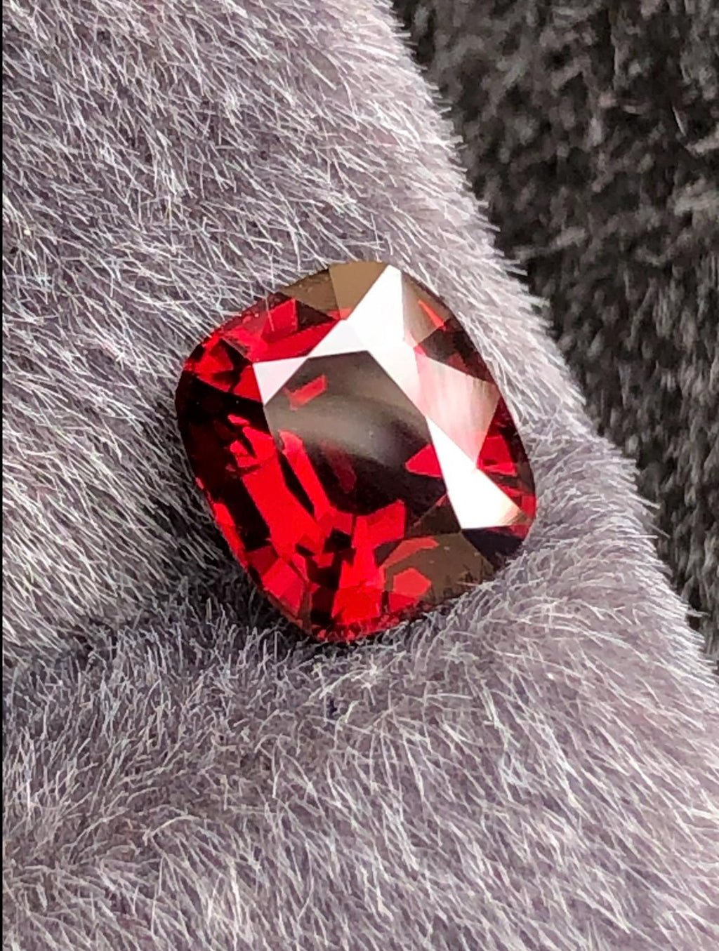 Vivid Red Spinel 1.55ct Step Cushion Cut - Burma Gemstone Loose Stone
