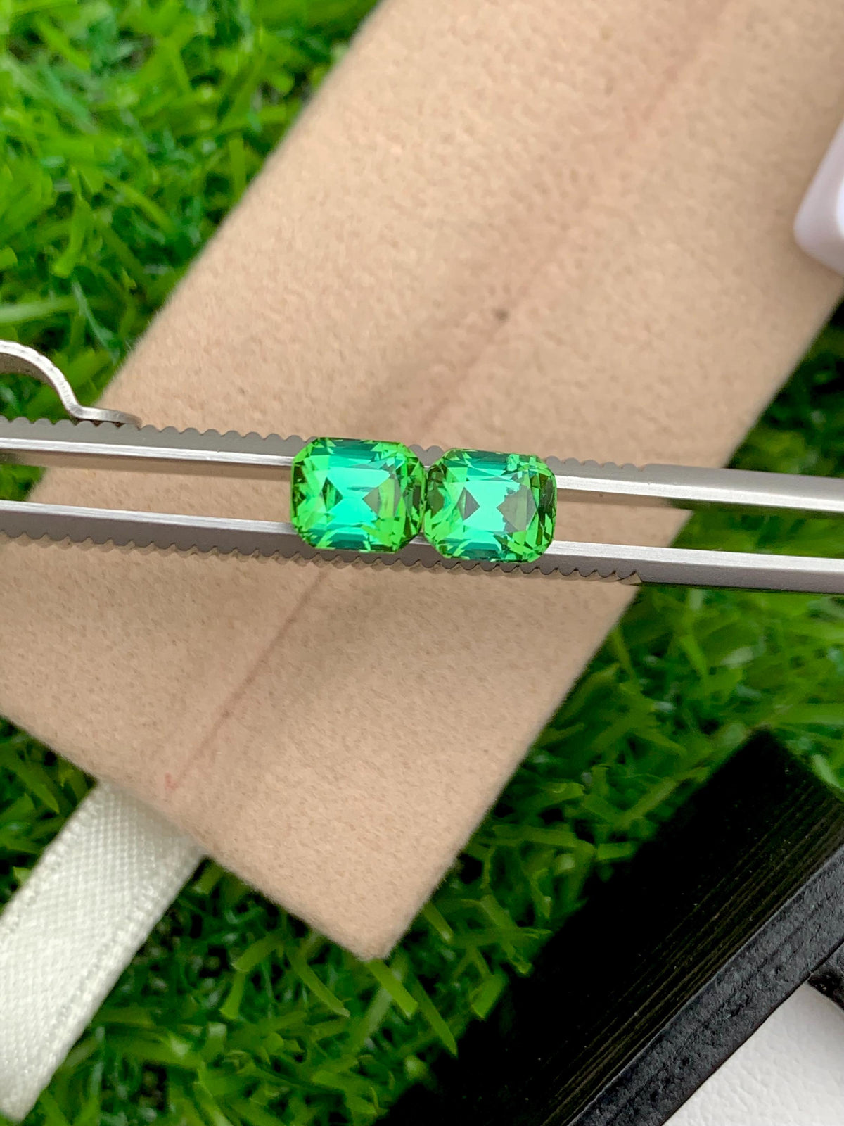 Blue Green Tourmaline Stone Pair: Cushion Cut October Birthstone, 2.45 CT