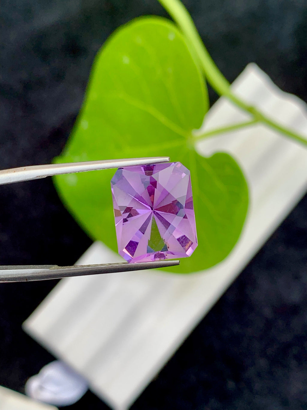 Violet Purple Amethyst Gemstone: Custom Cut Rectangle, 6.80 CT