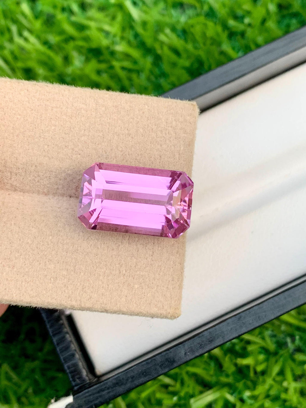 12.25 Carat Pink Kunzite Gemstone: Nigerian Emerald Cut Spodumene