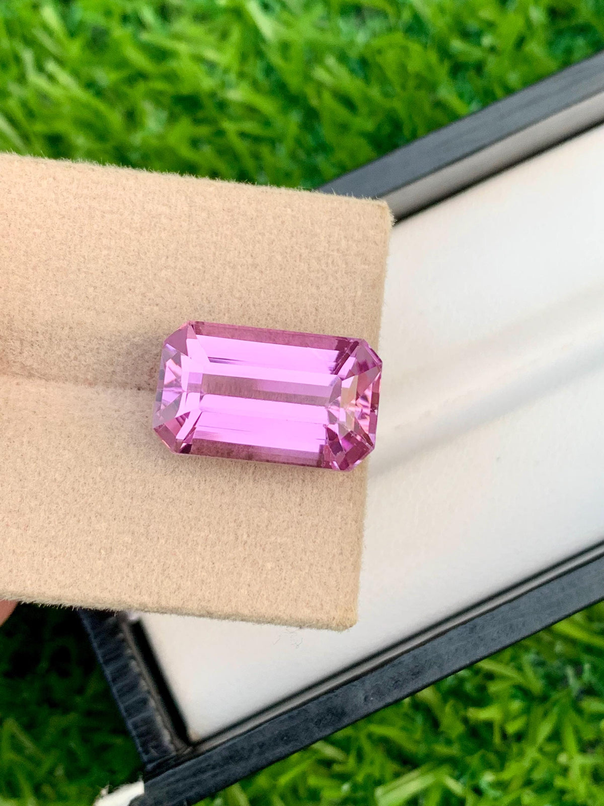 12.25 Carat Pink Kunzite Gemstone: Nigerian Emerald Cut Spodumene