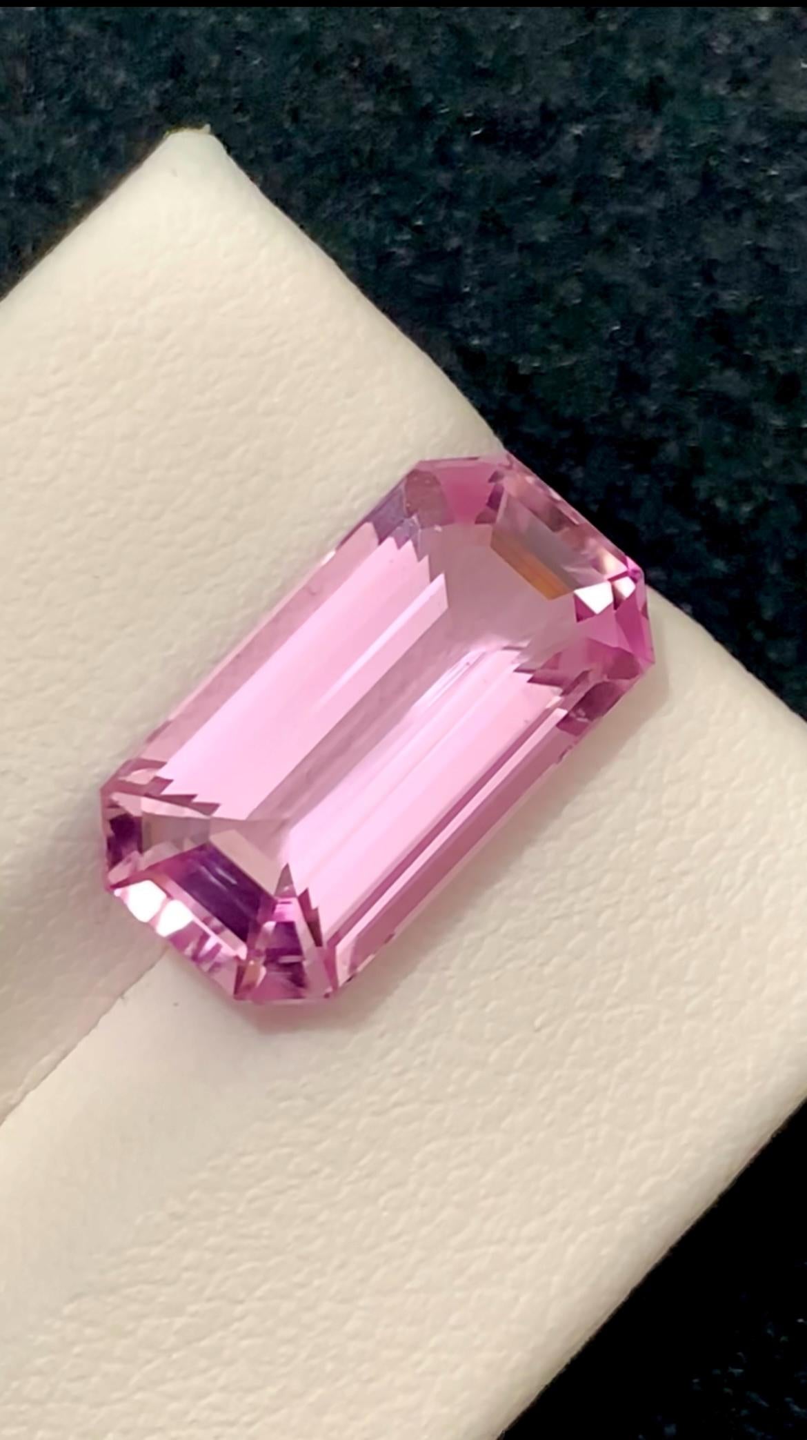 Pink Kunzite 9.30 Carat Elongated Emerald Cut Gemstone from Nuristan Afghanistan