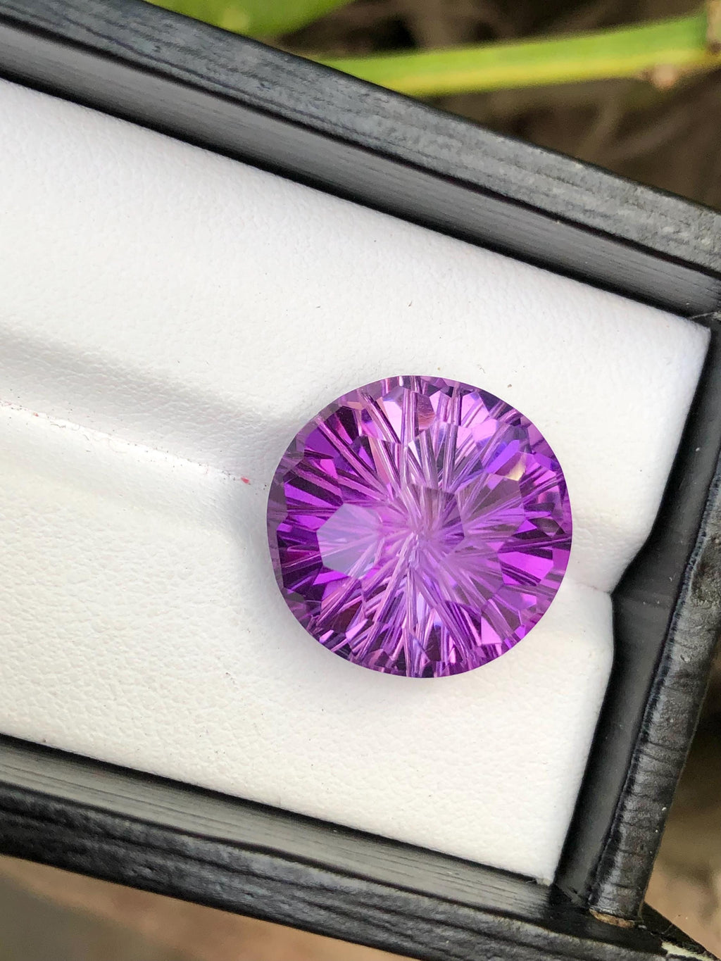 Laser Cut Round Amethyst Gemstone: Loose Purple Stone, 18.85 CT