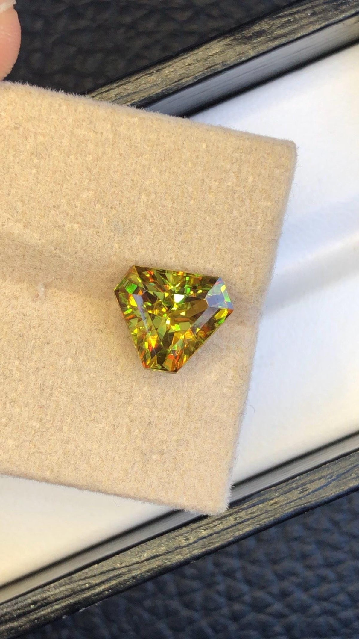 Trillion Cut Sphene Gemstone: 3.10 CT Fire Titanite Stone