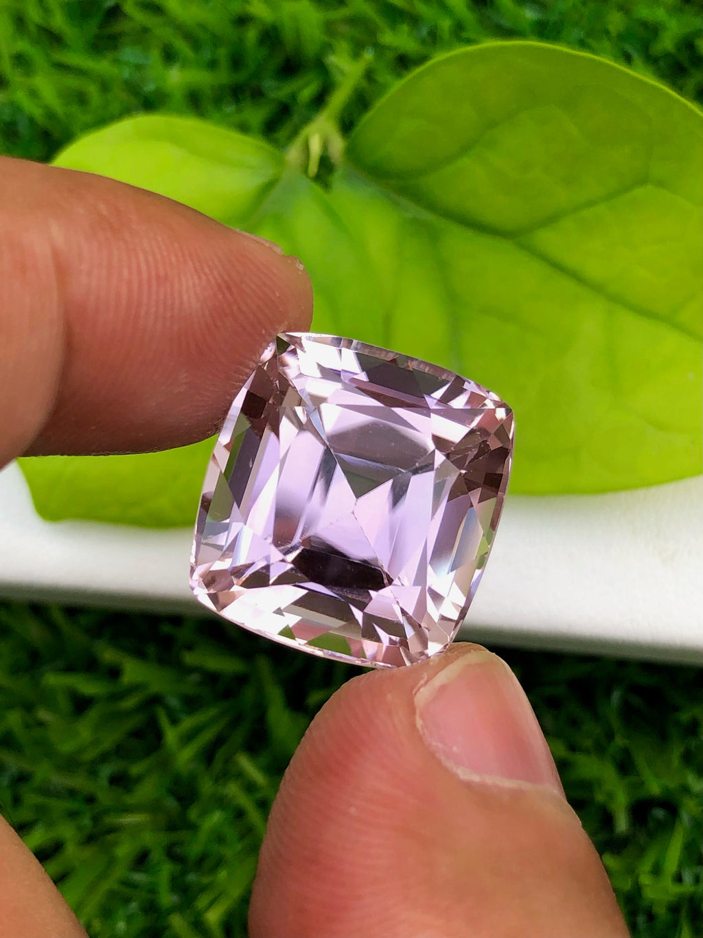 Peach Pink Kunzite Gemstone: Faceted Cushion Cut, 26.25 CT