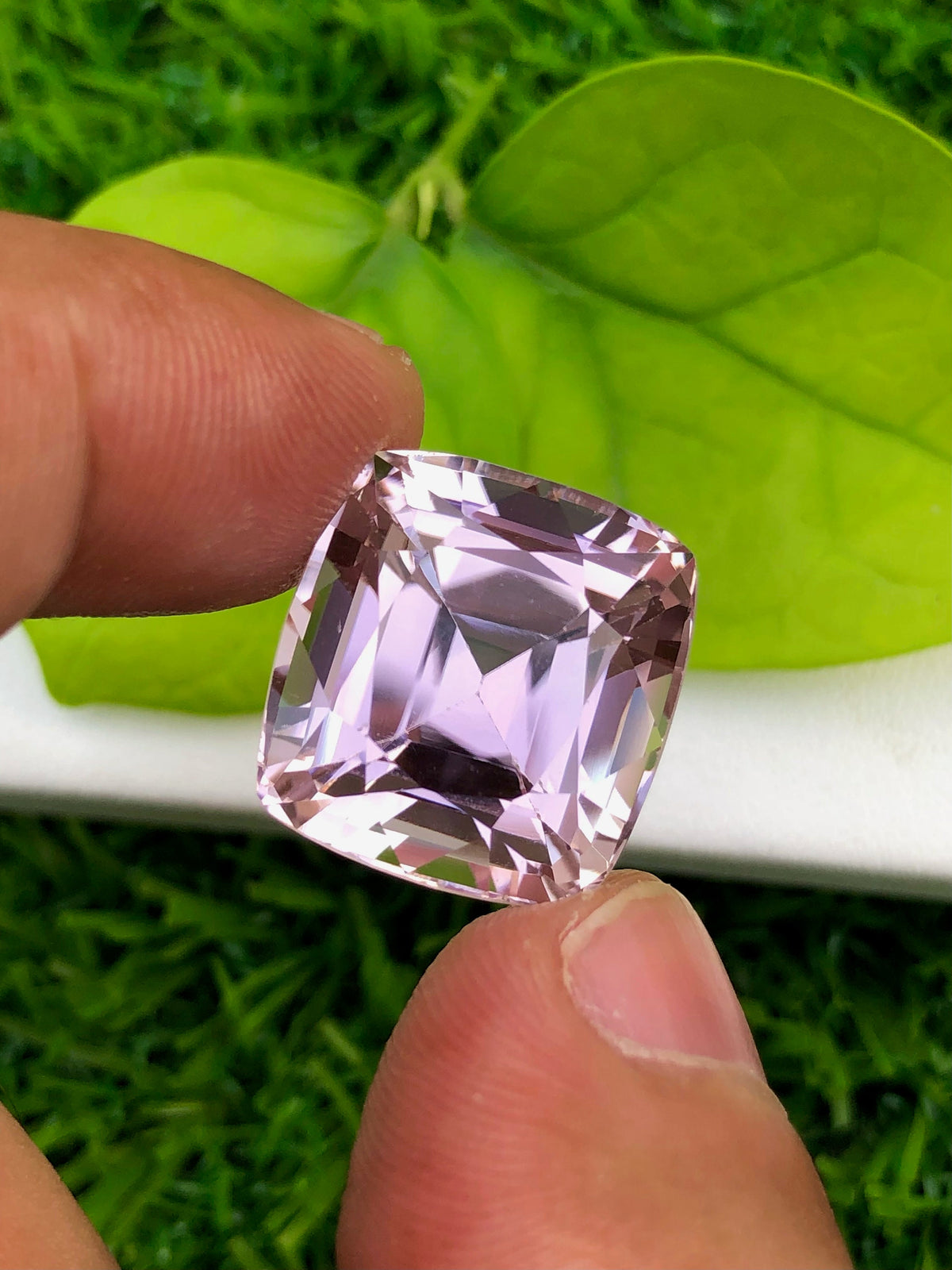 Peach Pink Kunzite Gemstone: Faceted Cushion Cut, 26.25 CT