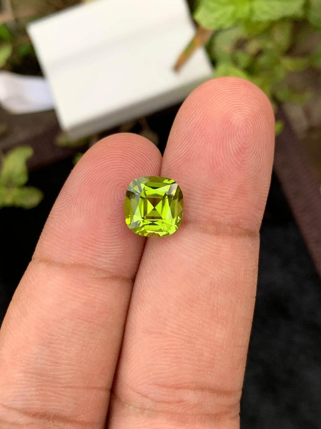 Olive Peridot Gemstone: 2.85 Carat Cushion Cut, VVS Clarity