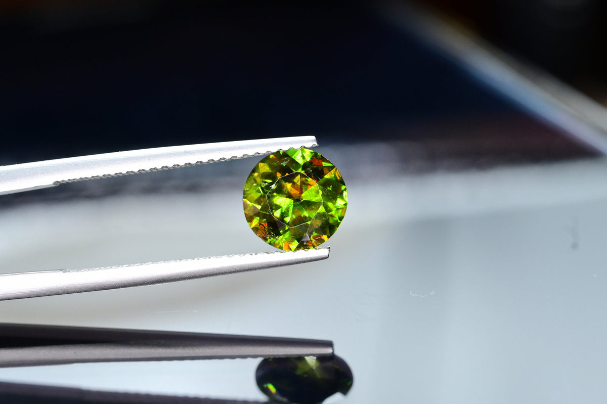 Ultra Fire Chrome Sphene Loose Gemstone Round Diamond Cut - 1.60 Carats