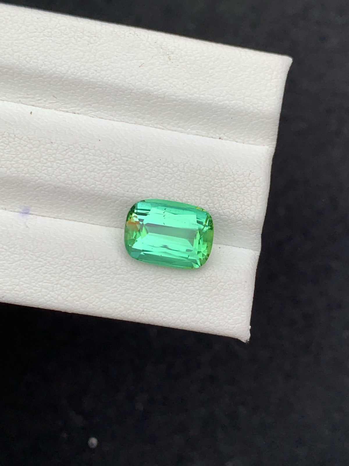 Natural Blue Green Tourmaline Gemstone: Cushion Cut, 3.35 Carat