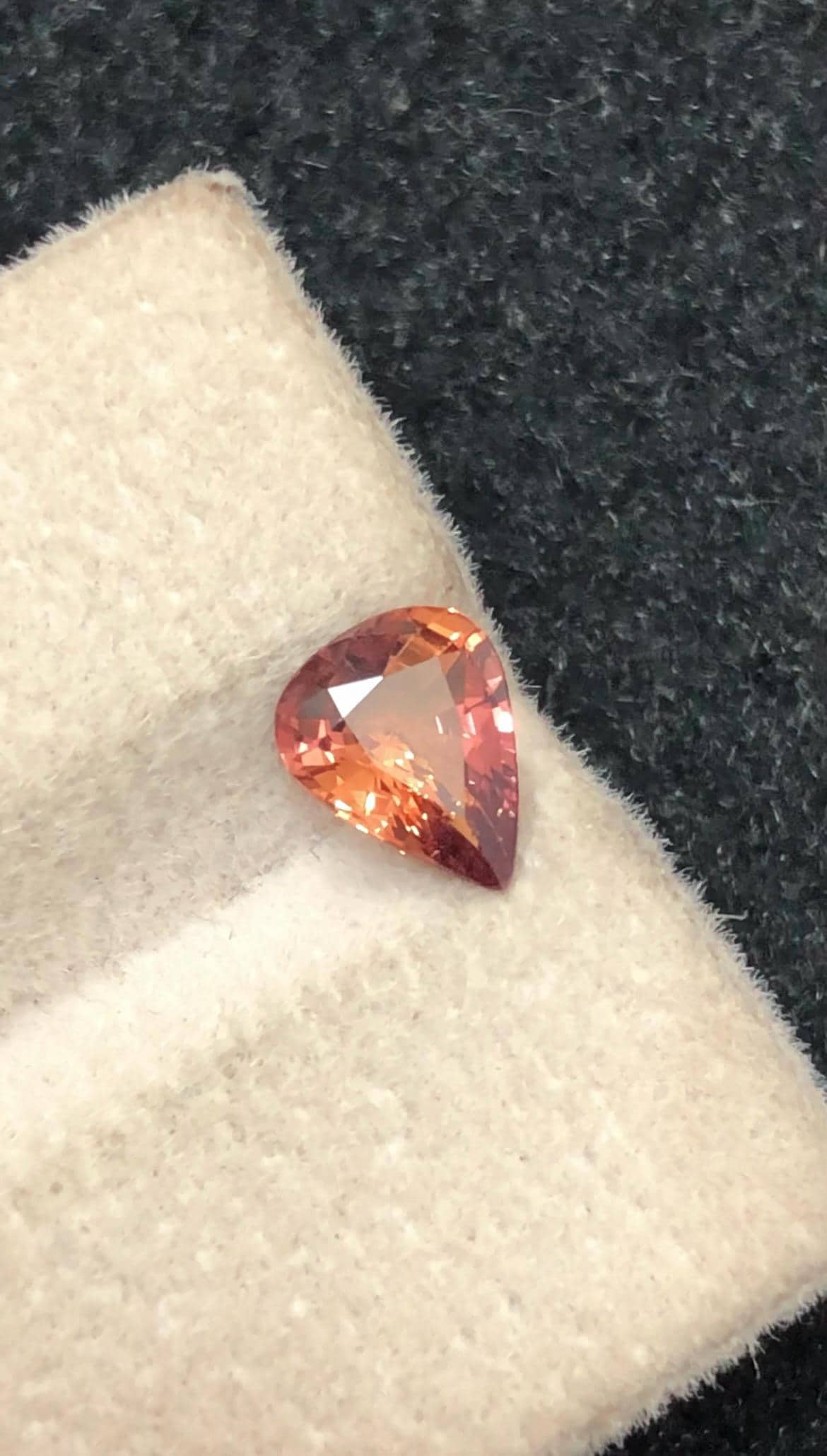 Padparadscha Sapphire 1.06 ct Pear Cut , Madagascar – Pinkish-Brownish-Orange Sparkle Certified