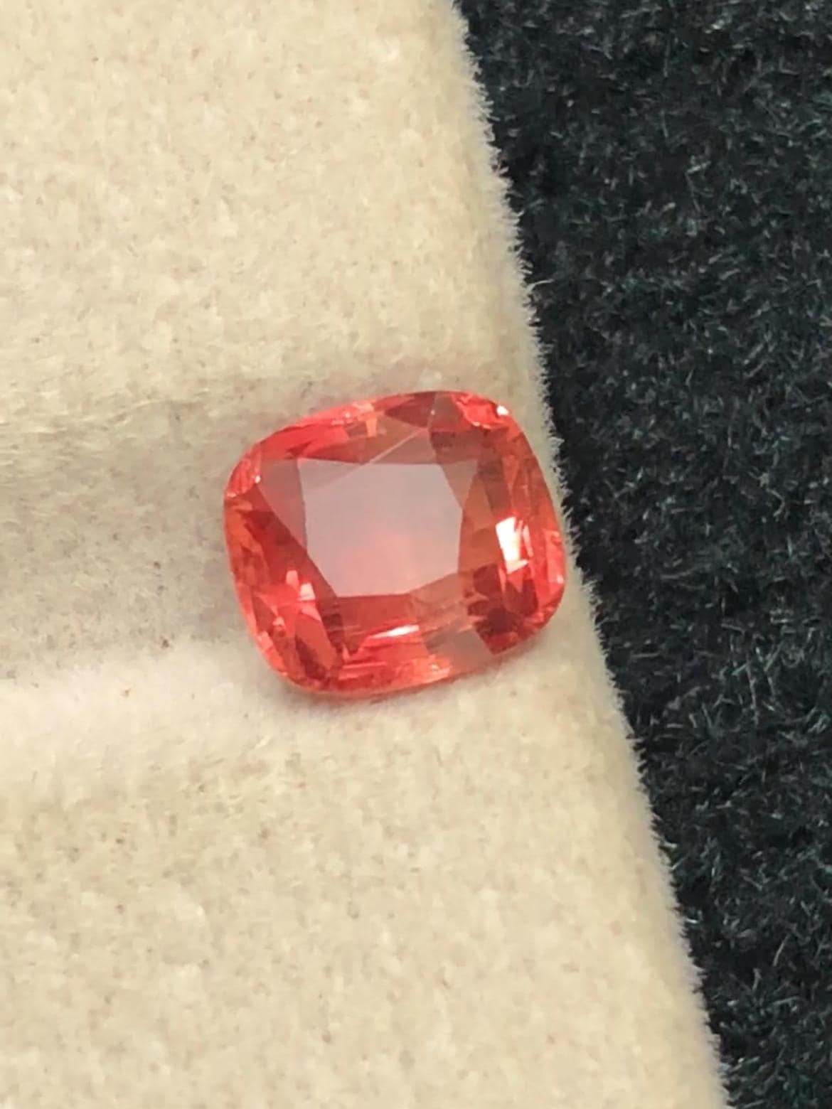 Padparadscha Sapphire 1.52ct Cushion Cut – Peach-Pink Radiance (GRS Certified)