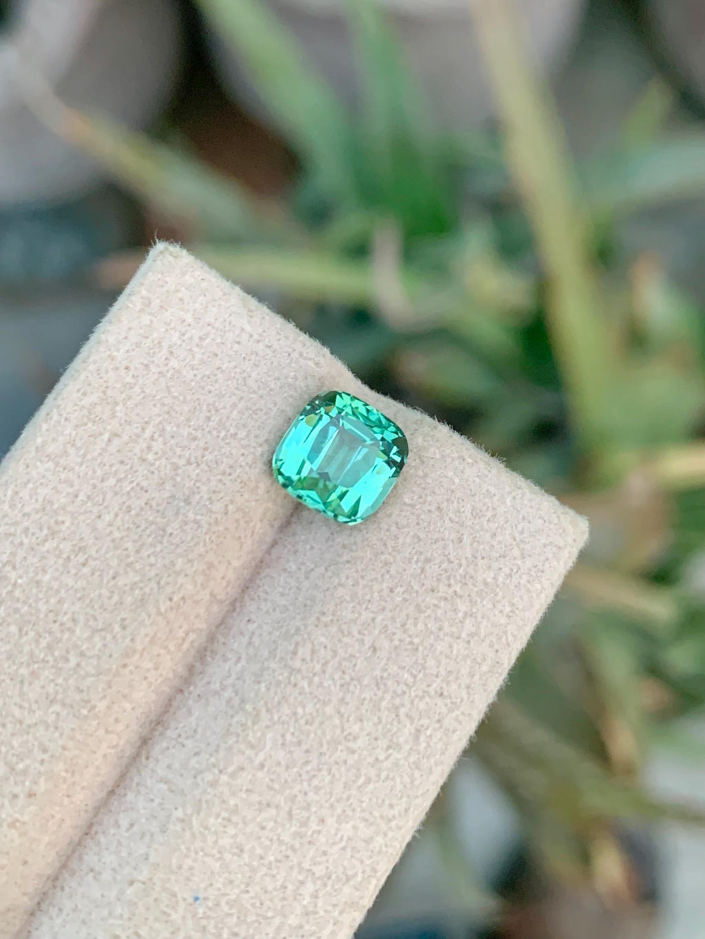 2.25 CT Blue Green Tourmaline Gemstone: Cushion Cut, Afghanistan