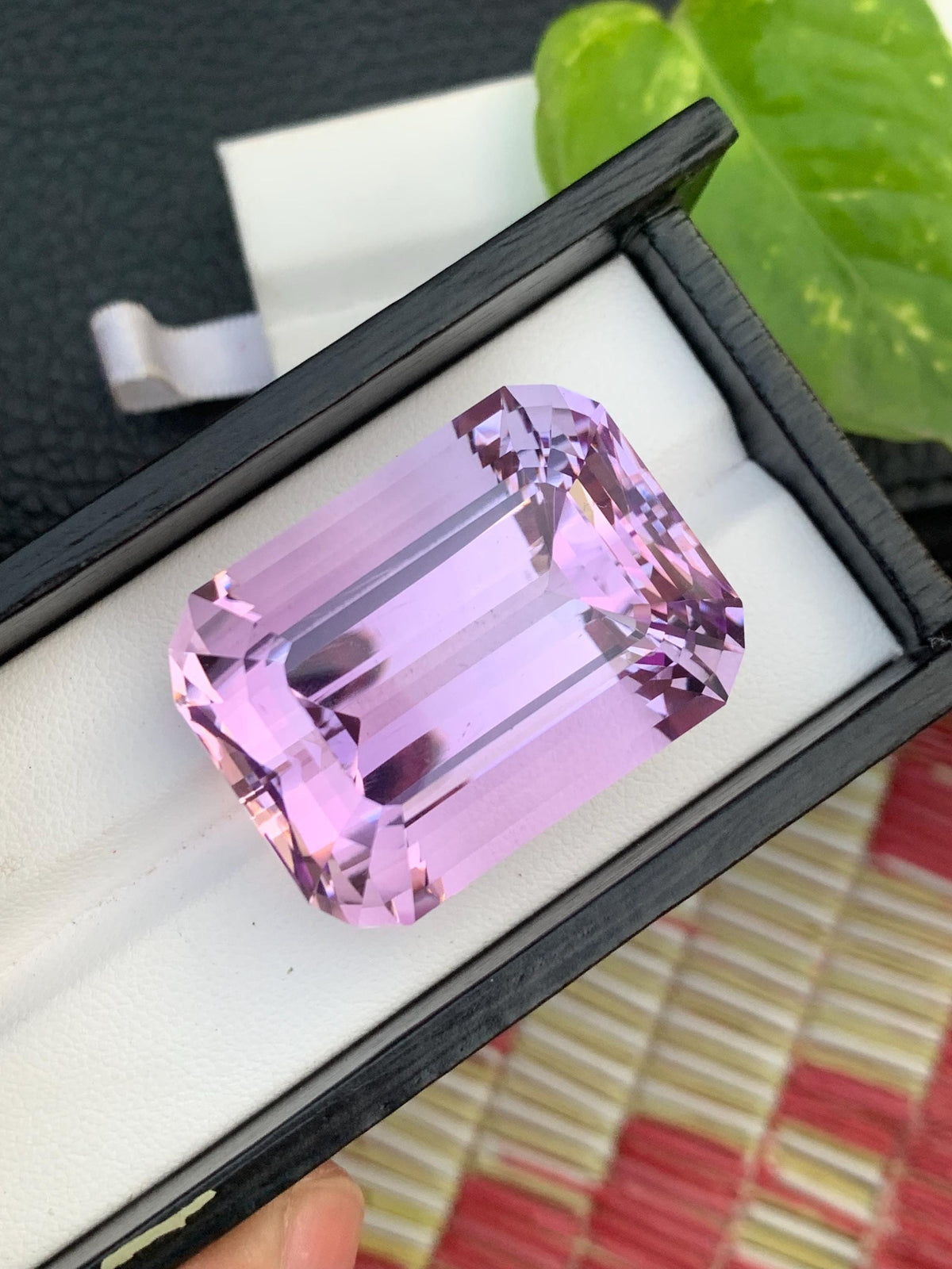 135.10 CT Faceted Pink Kunzite Gemstone: Emerald Cut Loose Stone