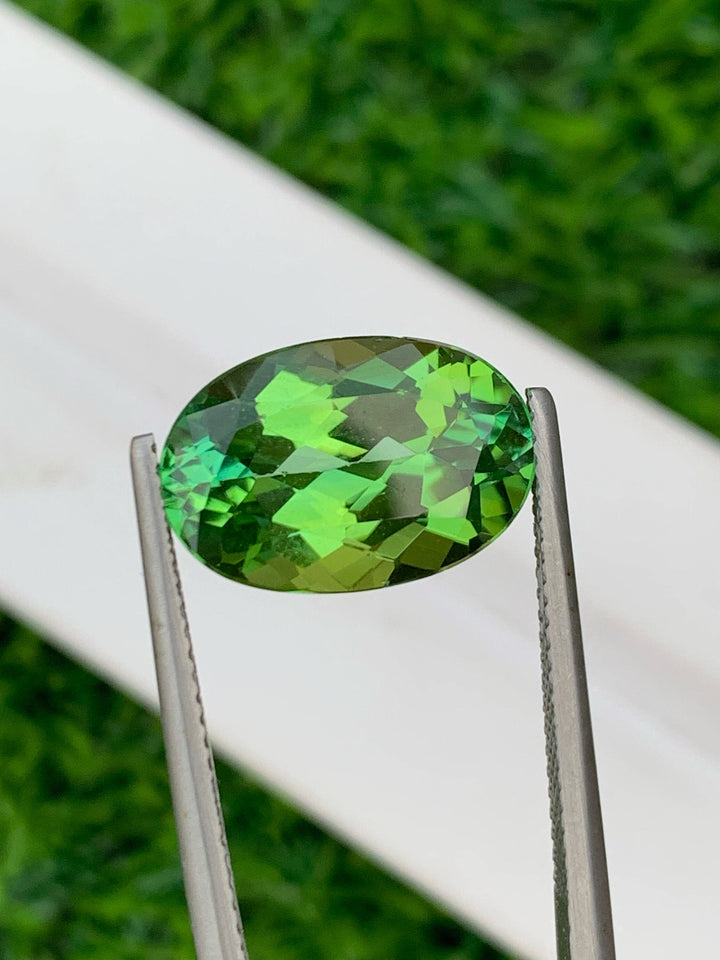 Vibrant Green Tourmaline Gemstone: Oval Cut, 6.60 CT, VVS Clarity