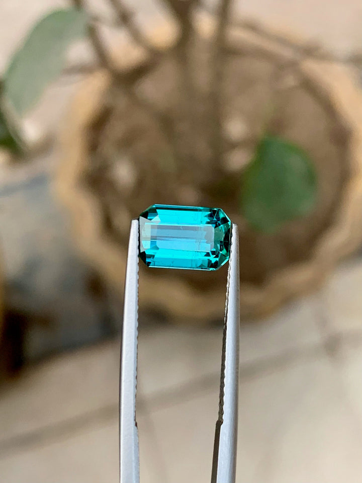 Lagoon Blue Tourmaline Gemstone: Emerald Cut, 2.60 Ct, Afghanistan