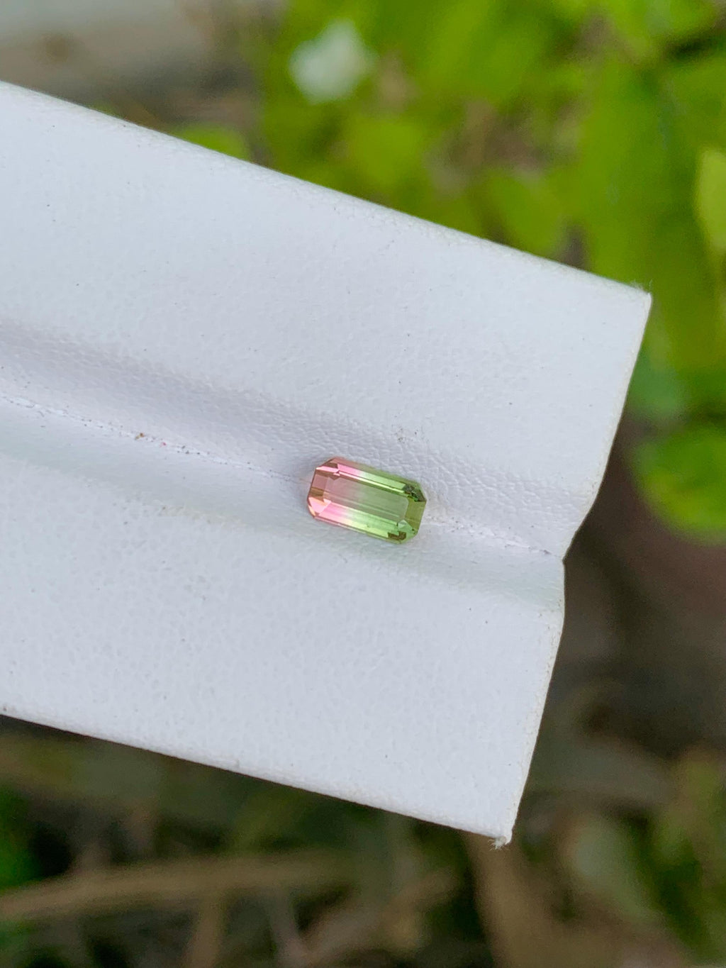 Bi-Color Tourmaline Gemstone: Emerald Cut, 0.80 CT Loose Stone