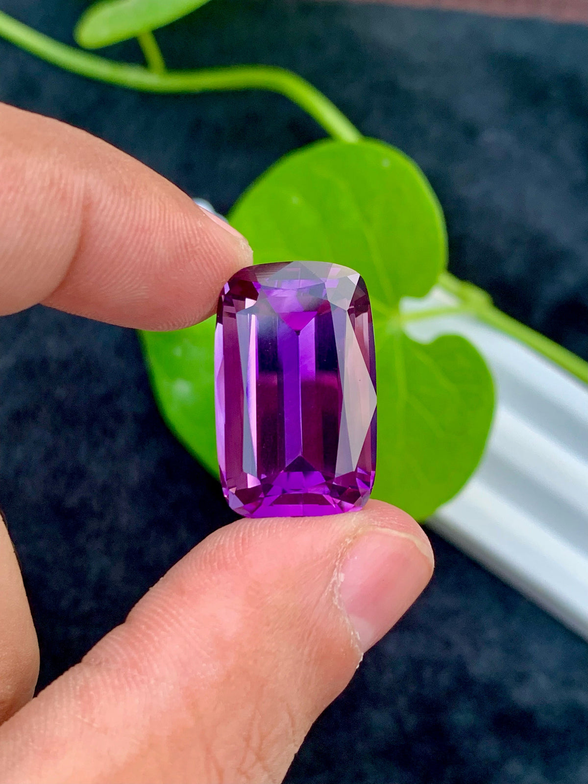 Natural Deep Purple Amethyst Gemstone: 26.00 CTS Cushion Cut, Africa