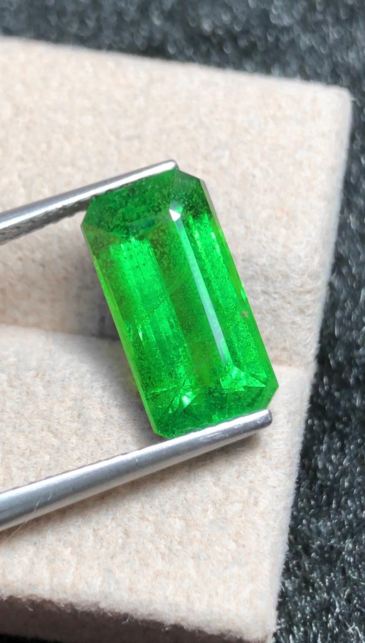 Tsavorite Garnet 4.38 ct Emerald Cut – Vivid Green Garnet from Tanzania