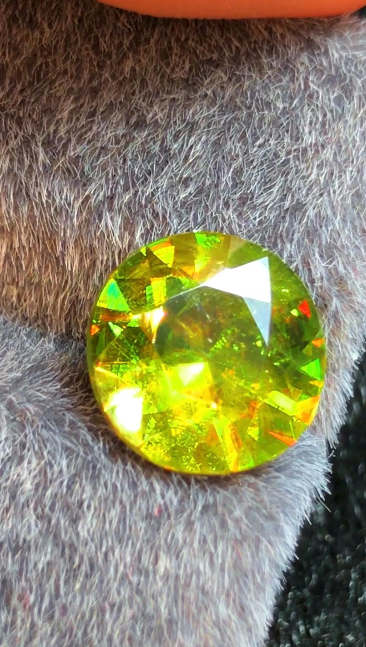 Green Sphene 3.20 ct Round Cut Green Gemstone from Skardu Pakistan
