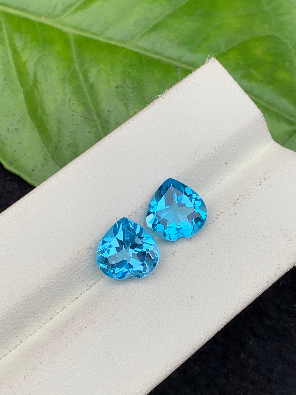 Swiss Blue Heart Shape Topaz Pair, Natural Topaz Cut Stones, 6.50 carat