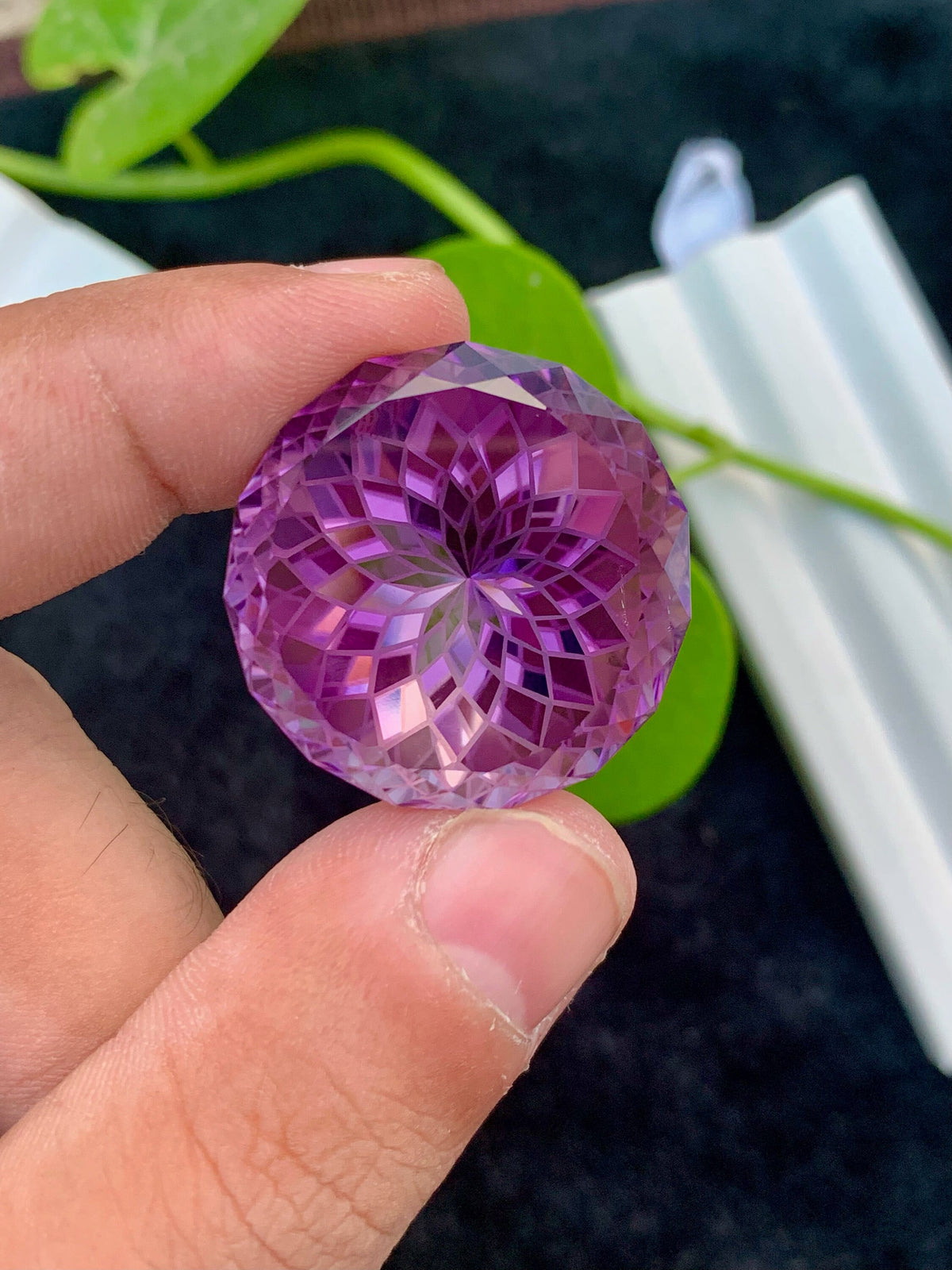 83.65 CT Purple Pink Amethyst Gemstone: Precision Flower Cut, February Birthstone