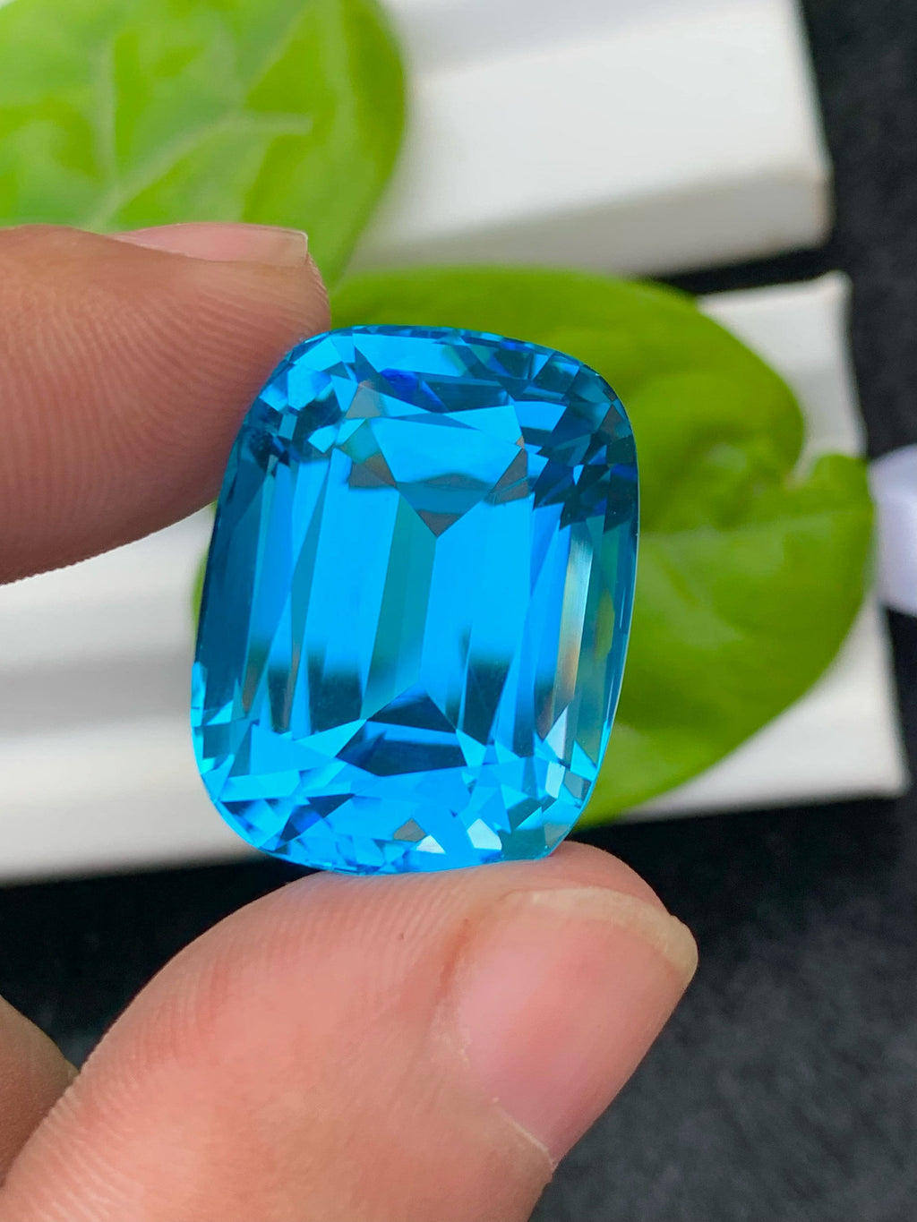 57.25 CT Swiss Blue Topaz Gemstone: Cushion Cut Jewelry Stone