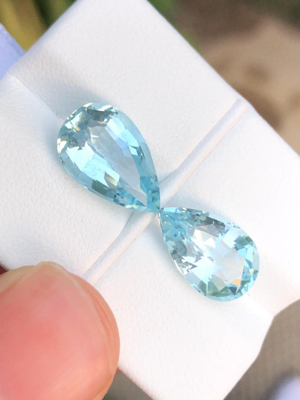Blue Aquamarine Gemstone Pair 8.35 CT- Pear Cut.