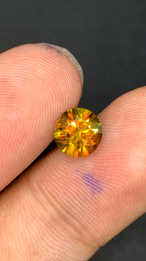 1.65 CT Round Cut Sphene Gemstone: Fire Titanite Stone, Engagement Ring