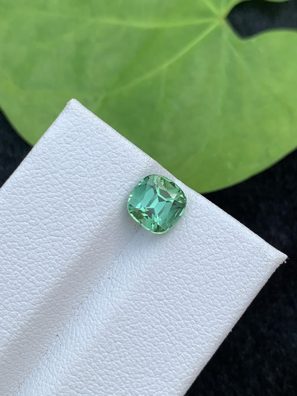 Teal Green Tourmaline Gemstone: Cushion Cut, 1.55 Carat