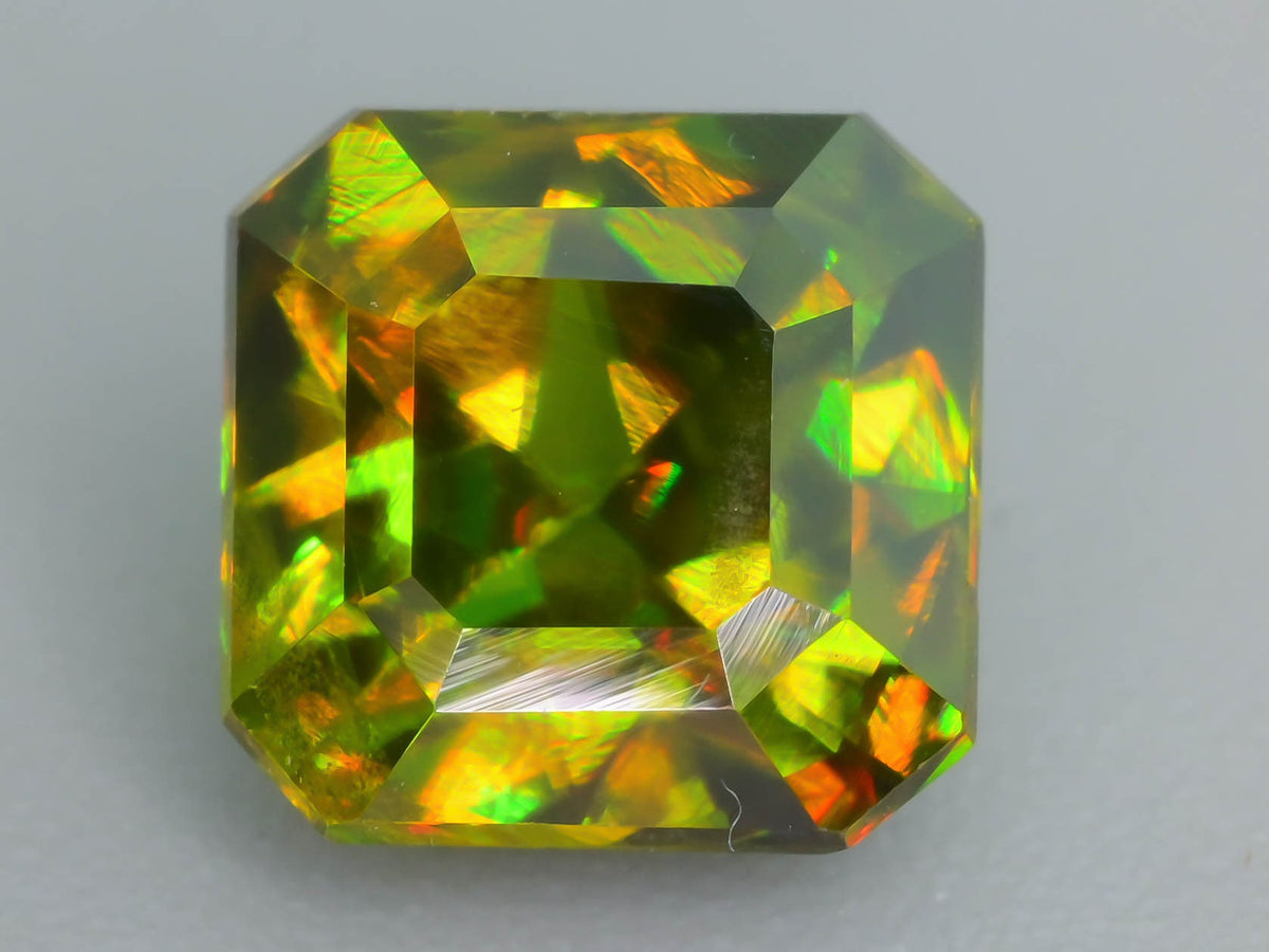 1.25 CT Green Sphene Gemstone: Ascher Cut Titanite, Himalayan Origin