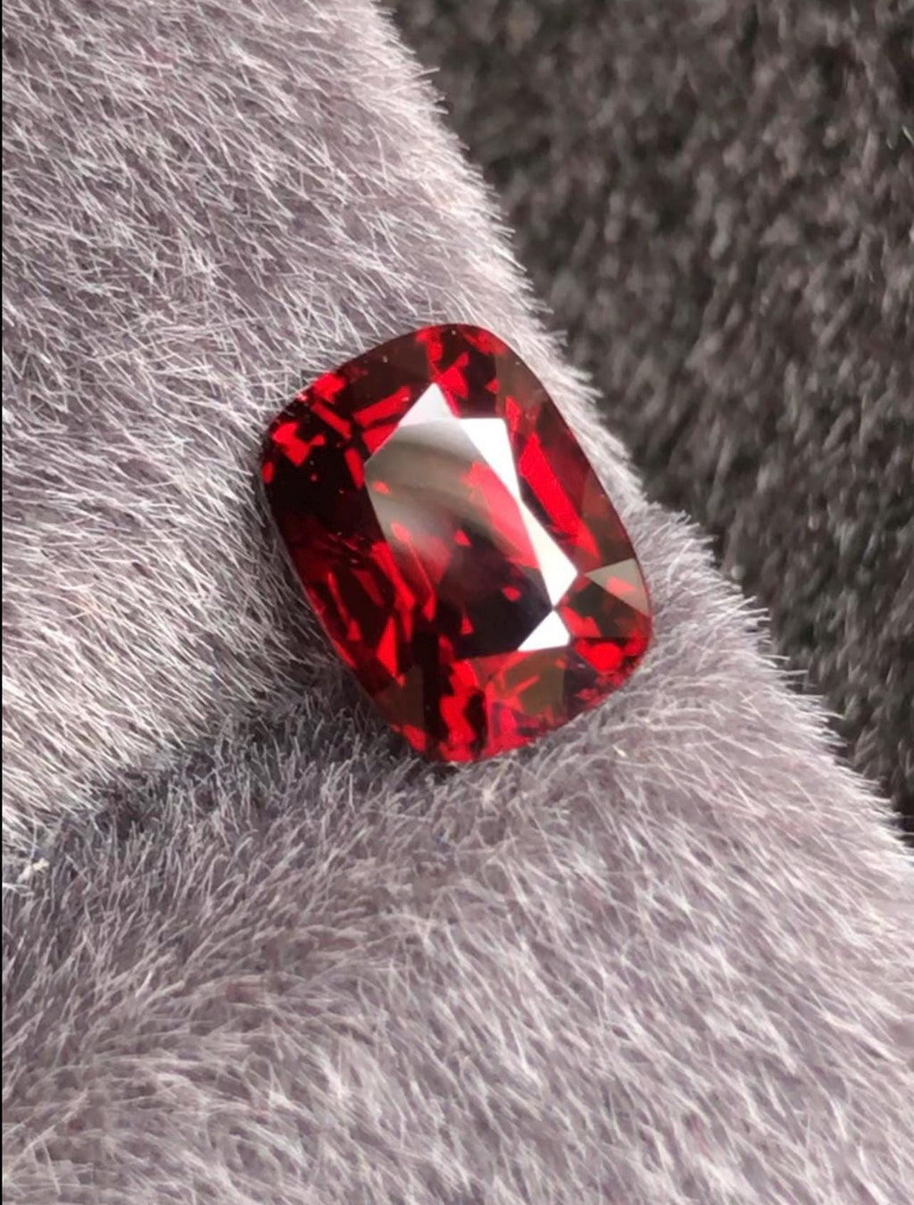 Vivid Red Spinel 1.58ct Step Cushion Cut - Burma Gemstone Loose Stone